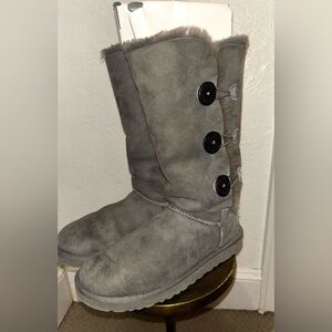 UGG Women's Tall Gray Bailey Button Boots Sz 8